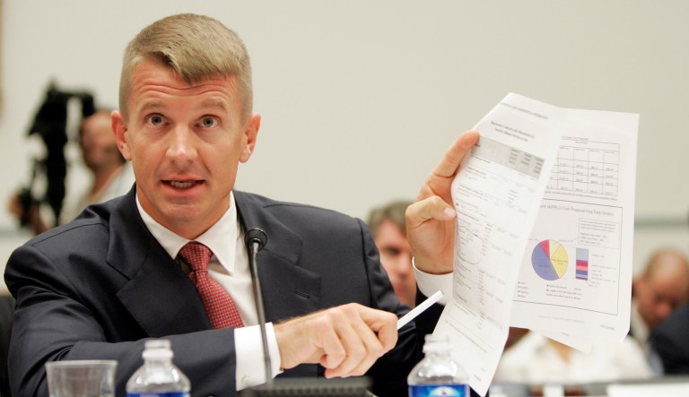 Blackwater USA founder Erik Prince testifies on Capitol Hill in Washington, Tuesday, Oct. 2, 2007, before the House Oversight Committee hearing examining the mission and performance of the private military contractor Blackwater in Iraq and Afghanistan. (AP Photos/Susan Walsh)