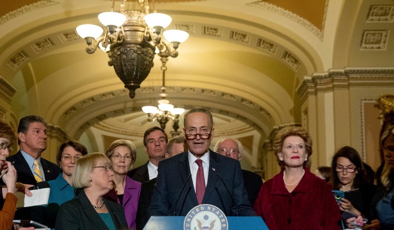 Senate Minority Leader Chuck Schumer revealed a letter he received from Office of Government Ethics Director Walter Shaub, which said a number of Trump's nominees for his Cabinet have not yet completed the ethics review process. (AP Photo/Andrew Harnik)