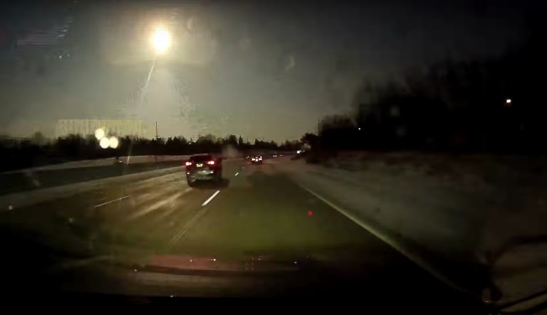 A meteor flying above Detroit Tuesday night issued a bright light and shook houses, according to the Detroit Free Press. (screenshot)