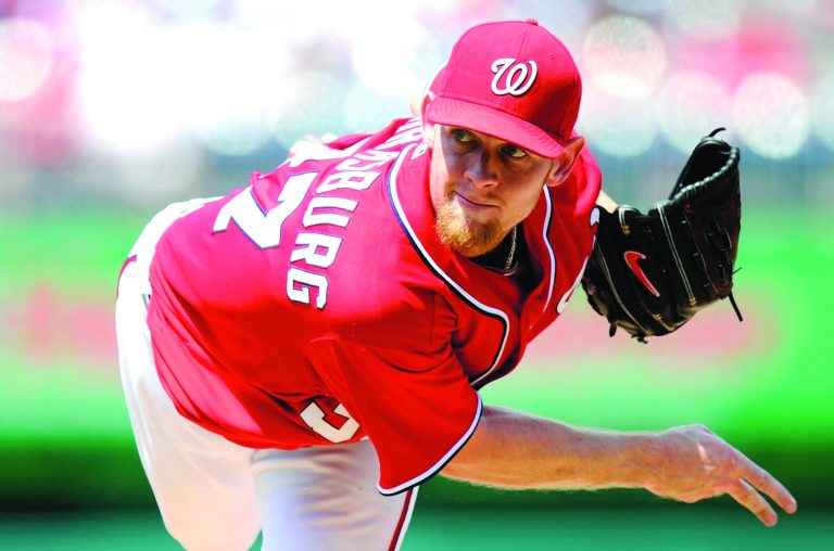Greg Fiume/Getty Images
Washington Nationals right-hander Stephen Strasburg, who allowed two runs and struck out seven in six innings against the San Francisco Giants on Wednesday, has a 2.91 ERA in 1391Ã3 innings this season.