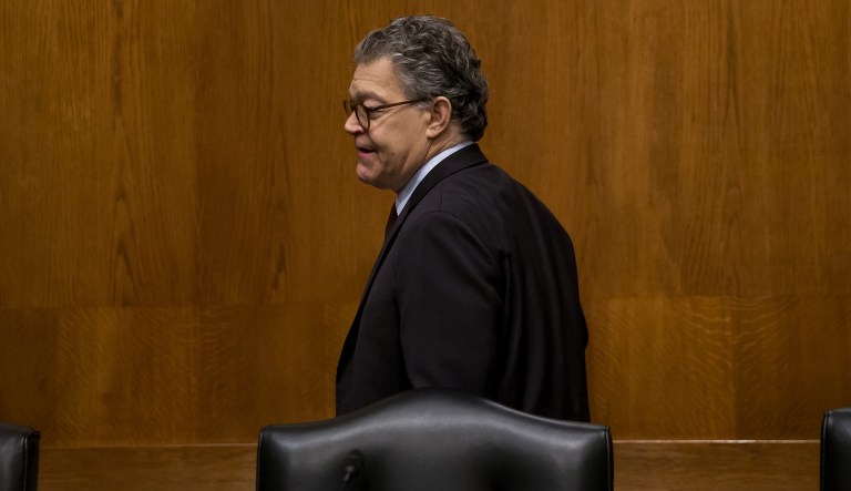 Franken didn't vote in the Senate on Wednesday, and didn't make any public appearances in Washington. (Eric Thayer/Bloomberg)