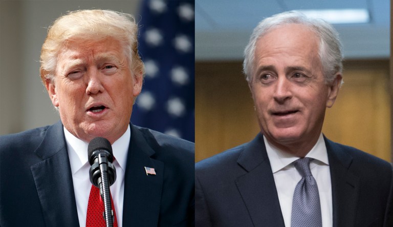 The feud between President Trump and Sen. Bob Corker, R-Tenn., escalated on Tuesday after the chairman of the Senate Foreign Relations Committee said that he hopes the president stays away from the tax reform debate on Capitol Hill. This did not sit well with Trump who took to Twitter to blast Corker over the Iran nuclear deal. (AP Photo/J. Scott Applewhite, file)