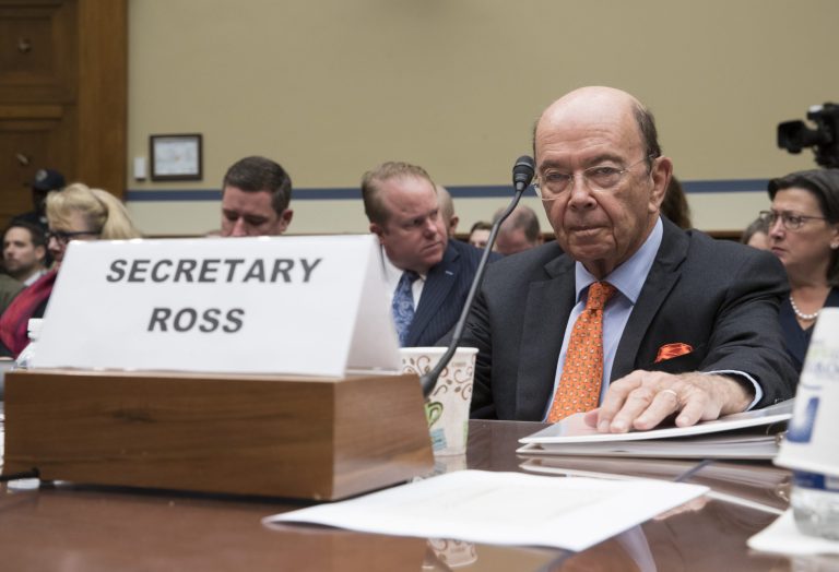 Commerce Secretary Wilbur Ross testifies before the Senate Finance Committee.