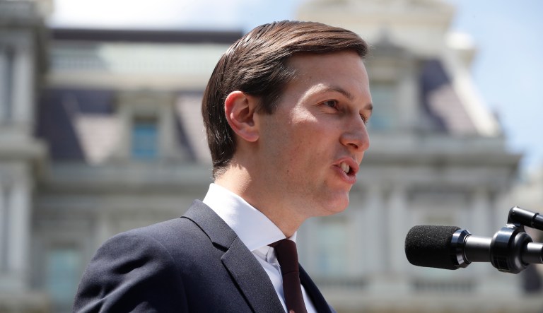 White House senior adviser Jared Kushner speaks to reporters outside the White House in Washington, Monday, July 24, 2017, after meeting on Capitol Hill behind closed doors with the Senate Intelligence Committee on the investigation into possible collusion between Russian officials and the Trump campaign. (AP Photo/Pablo Martinez Monsivais)