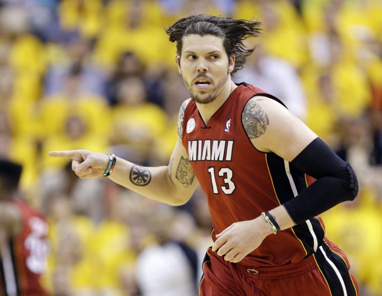 FILE - In this June 1, 2013, file photo, Miami Heat shooting guard Mike Miller reacts to play against the Indiana Pacers during the second half of Game 6 of the NBA Eastern Conference basketball finals in Indianapolis. A guilty plea is expected in the case of Haider Zafar, charged with a multimillion-dollar investment scam involving Miller and two former Miami Heat players. (AP Photo/Michael Conroy, File)