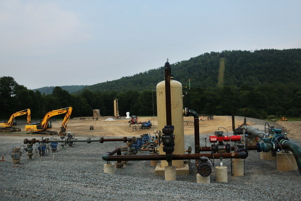 SOUTH MONTROSE, PA - JUNE 19: Equipment used for the extraction of natural gas is viewed at a hydraulic fracturing site on June 19, 2012 in South Montrose, Pennsylvania. Hydraulic fracturing, also known as fracking, stimulates gas production by injecting wells with high volumes of chemical-laced water in order to free-up pockets of natural gas below. The process is controversial with critics saying it could poison water supplies, while the natural-gas industry says it's been used safely for decades. (Photo by Spencer Platt/Getty Images)