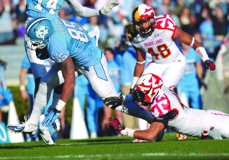 Robert Willett/AP/News & Observer
Eric Ebron caught one of Bryn Renner's North Carolina-record five touchdown passes in a victory over Maryland.