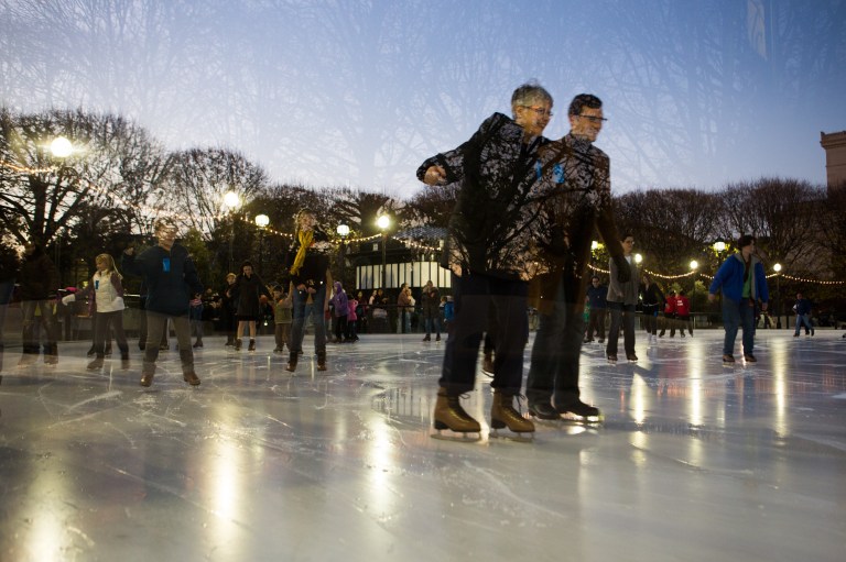 Ice skaters at the National Gallery of Art Sculpture Garden ice rink (Graeme Jennings/Examiner)