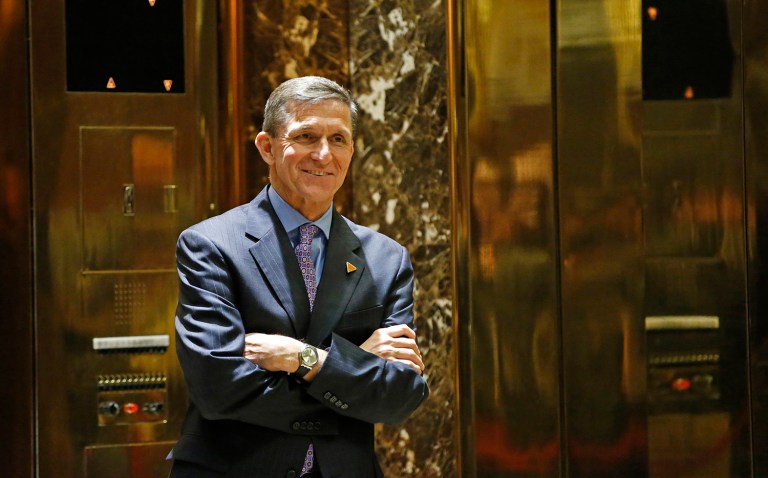 A Democratic senator said he's concerned about a report that incoming national security adviser Michael Flynn spoke several times with Russia's ambassador to the United States on the day President Obama announced new sanctions. (AP Photo/Kathy Willens)