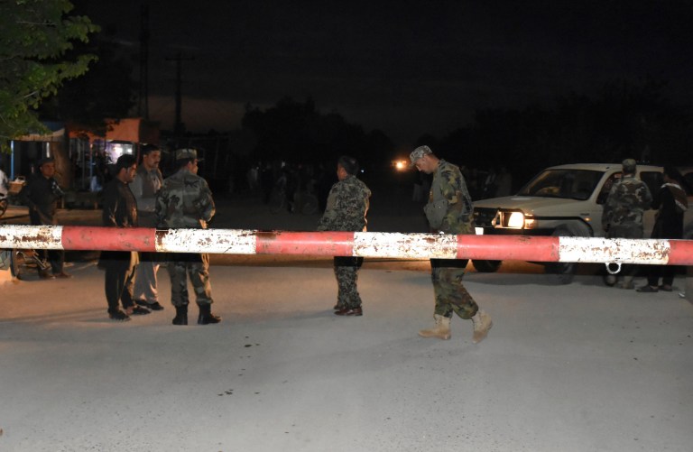 Afghan security forces suffered dozens of casualties Friday in an enemy attack on an Afghan military base near the northern city of Mazar Sharif. (AP Photo/Mirwais Najand)