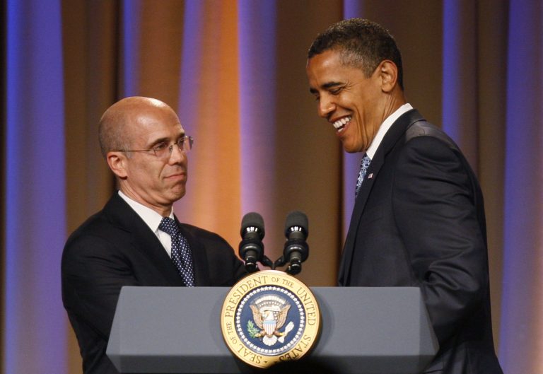 President Obama and DreamWorks Animation CEO Jeffrey Katzenberg met in Los Angeles on Tuesday. (AP/Charles Dharapak)