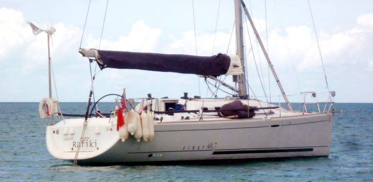 This is a undated handout file photo issued by the Royal Yachting Association, via the PA, on Monday May 19, 2014   show the  missing yacht Cheeki Rafiki .  The families of four missing British yachtsmen are imploring the U.S. Coast Guard to resume the search for the men, whose boat capsized in the mid-Atlantic.  The Cheeki Rafiki was returning from a regatta in Antigua when it ran into trouble about 1,000 kilometers (620 miles) east of Cape Cod, Massachusetts, on Thursday. The 40-foot high performance Beneteau yacht diverted to the Azores, but contact was lost on Friday. (AP Photo/Royal Yachting Association/PA) UNITED KINGDOM OUT NO SALES NO ARCHIVE