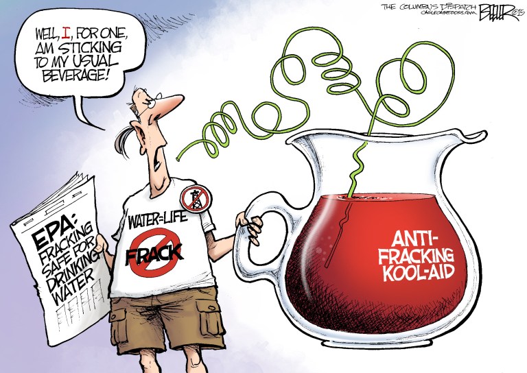 Editorial cartoon: Sipping the anti-fracking Kool-Aid