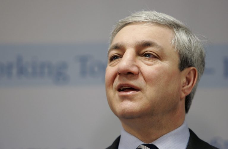 FILE - In this March 7, 2007, file photo, Penn State President Graham Spanier speaks during a news conference at the Penn State Milton S. Hershey Medical Center in Hershey, Pa. Spanier became the highest paid public college president of 2011-12 when he was forced out over his handling of the sex abuse scandal involving former assistant football coach Jerry Sandusky, according to a survey released Sunday, May 12, 2013. (AP Photo/Carolyn Kaster, File)
