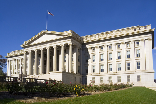 The Treasury Department building in Washington.
