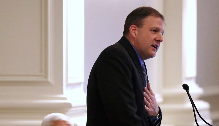 New Hampshire Gov. Chris Sununu said that his state doesn't have an income or sales tax, which would make it harder for his state to take on a greater burden of Medicaid. (AP Photo/Charles Krupa)