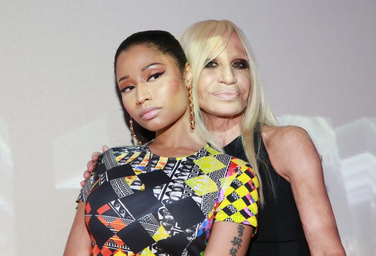 Nicki Minaj and Donatella Versace, right, pose at the X Versus Versace after party on Sunday, Sept. 7, 2014, in New York. (Photo by Amy Sussman/Invision/AP)