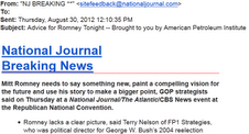 National Journal news alerts a little too slick…