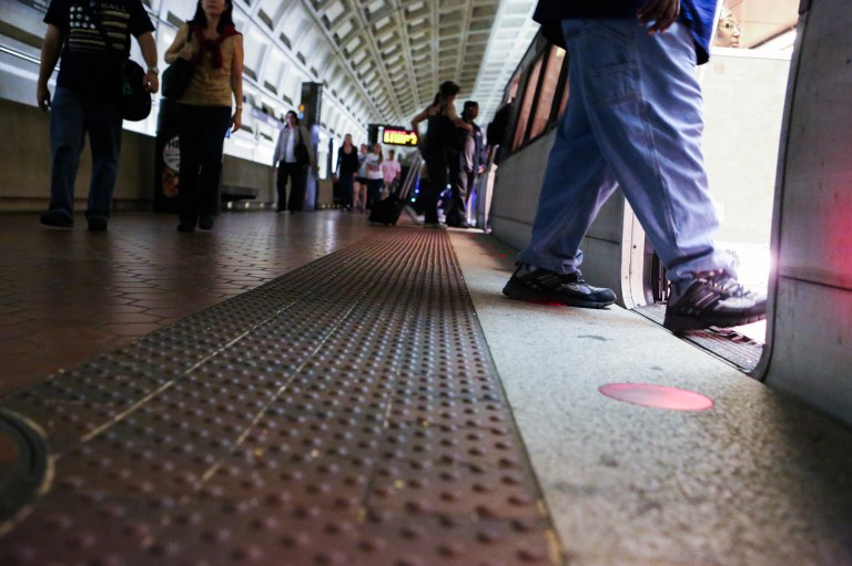 Bumpy tiles at the Smithsonian Metro station (Graeme Jennings/Examiner)