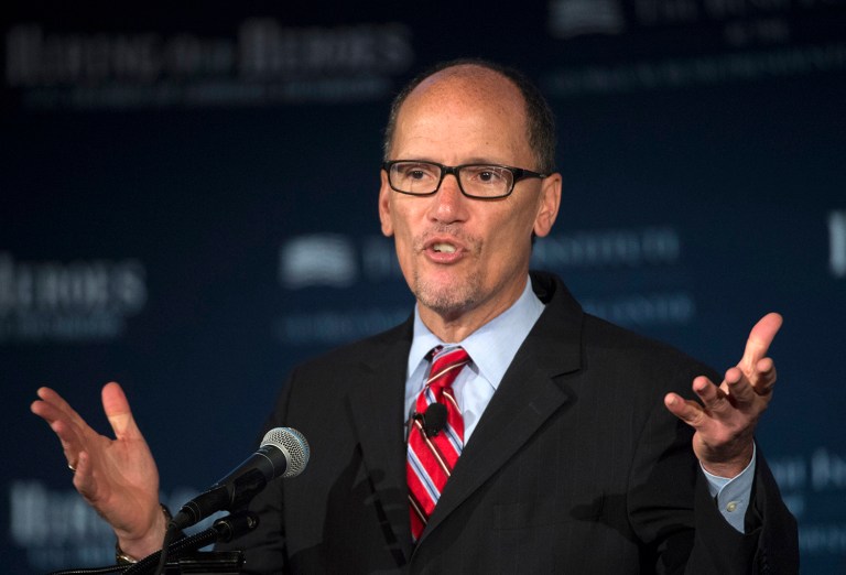 DNC Chairman Tom Perez's declaration that every member of his party should support abortion rights alienates significant portions of the electorate, just as Democrats are seeking to rebuild their national coalition. (AP Photo/Molly Riley)