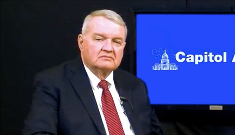 Jim Burnley is a registered lobbyist who got to make his clients' pitch for government protection on CPAC's main stage to a packed house. (Screenshot via YouTube)