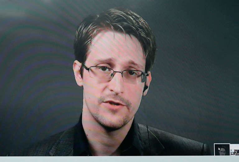 Former National Security Agency contractor Edward Snowden asked activists to help the refugees who helped shelter him in Hong Kong. (AP Photo/Mary Altaffer)