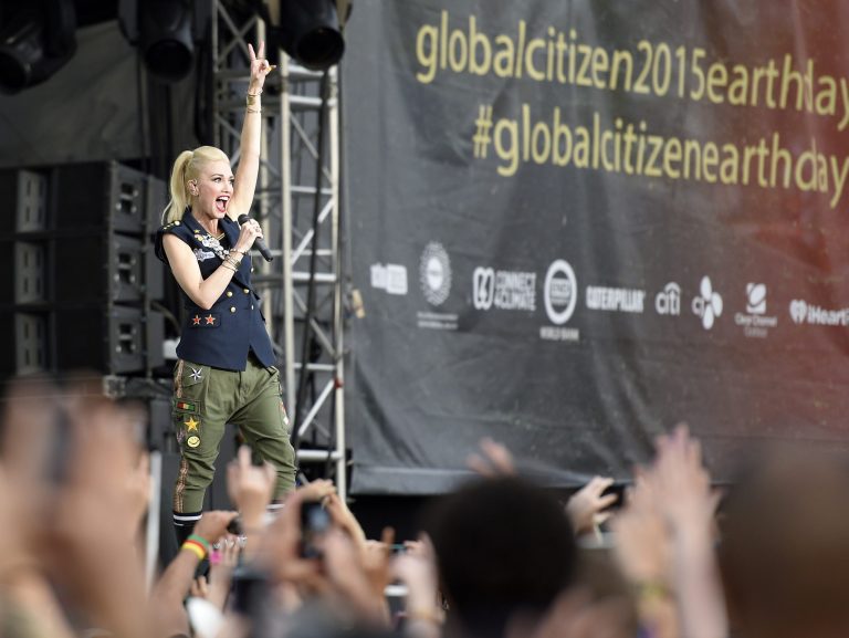No DoubtÂ singerÂ Gwen Stefani performs at an Earth Day event hosted by the environmental groups. They hope to register 1 million voters who support like-minded candidates. (AP)