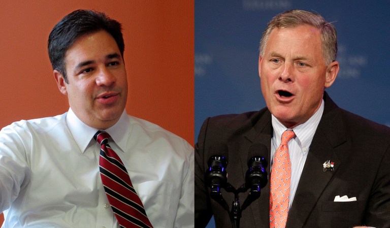 Republican lawmakers Raul Labrador and Richard Burr are getting fed up with the press asking about Trump's flaws as a candidate. (AP Photo/Chuck Burton)