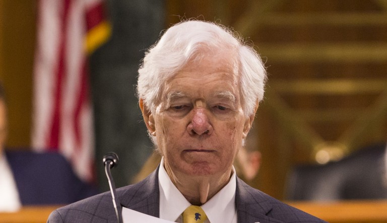 Sen. Thad Cochran, R-Miss., who chairs the Senate Appropriations Committee, has been absent from the Senate since the middle of last month. He returned to Washington just as the Senate prepares to vote on the 2018 budget resolution. (Zach Gibson/Bloomberg)