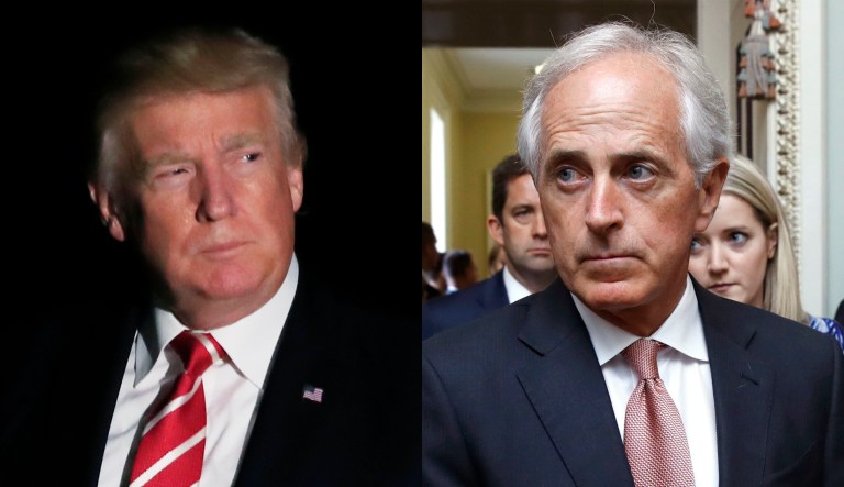 The Club for Growth is key-voting "sponsorship" of Sen. Bob Corker's bill to curtail President Trump's authority to levy certain tariffs. (AP Photos)