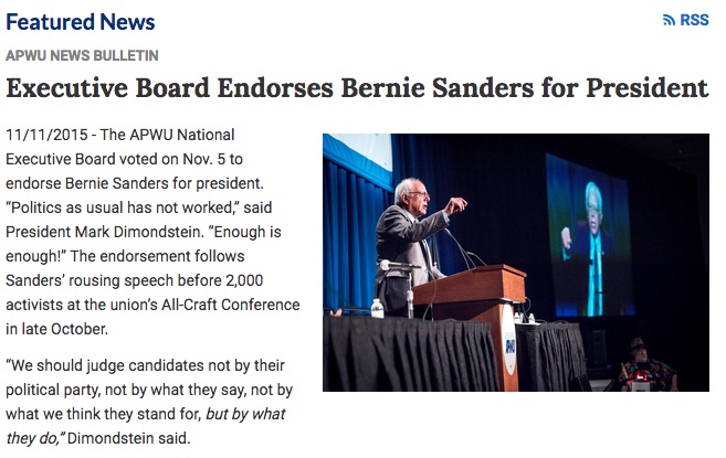 Postal workers join nurses to endorse Bernie Sanders