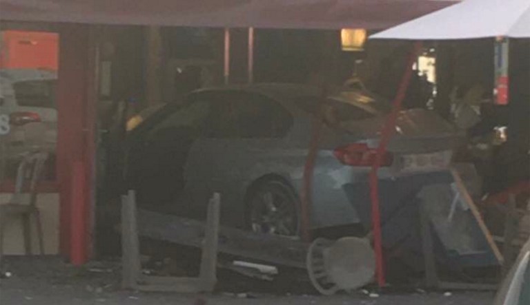 French police say an 8-year-old girl was killed and at least five people were injured when a driver slammed into the sidewalk cafe of a pizza restaurant in a small town east of Paris. (@Habibies/Twitter)