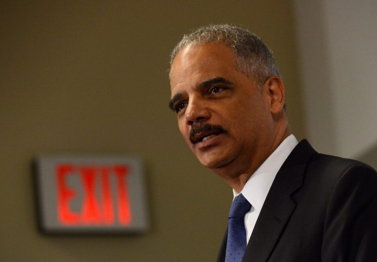 Outgoing Attorney General Eric Holder speaks at the Voting Rights Brain Trust event, Friday, Sept. 26, 2014, during the 2014 Congressional Black Caucus Annual Legislative Conference in Washington. On Thursday, Holder announced he would be stepping down as attorney general.  (AP Photo/Molly Riley)