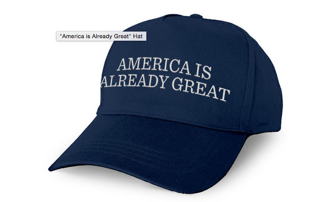 Dems poke fun at Trump with ‘America is already great’ hats