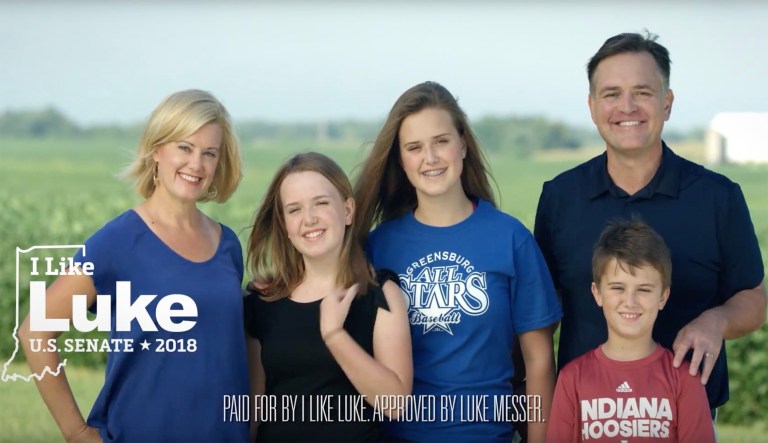 Indiana voters will see Republican Rep. Luke Messer's new TV spot on local television first in Fort Wayne and South Bend. (screenshot)