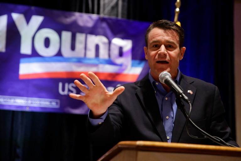 Enough likely voters may be planning to split their ballots in November to deny Rep. Todd Young the Senate seat presently held by a retiring Republican, Sen. Dan Coats. (AP Photo/Michael Conroy)