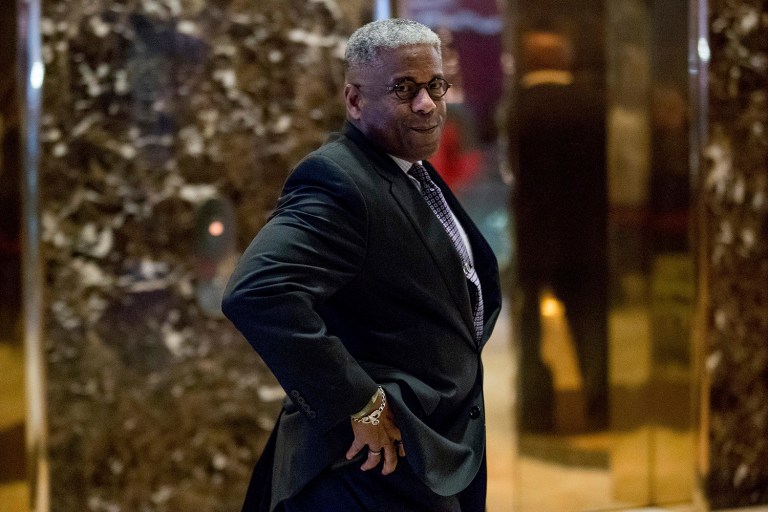 Former Rep. Allen West, R-Fla., was spotted leaving Trump Tower on Monday afternoon following a meeting with Vice President-elect Mike Pence and other transition team members. (AP Photo/Andrew Harnik)
