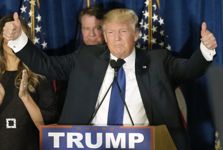 At 39 percent support, Donald Trump carries an 18-point lead over his next-closest competitor. (AP Photo/David Goldman)