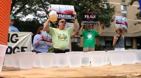 VIDEO: Anti-fracking protesters greet Obama in Scranton