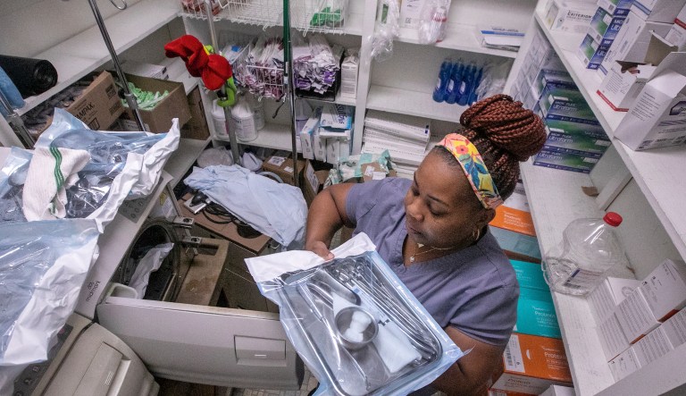 Operating room technician Nikki Jordan sterilizes abortion equipment at Hope Medical Group for Women in Shreveport, La., Wednesday, July 6, 2022. (AP Photo/Ted Jackson)