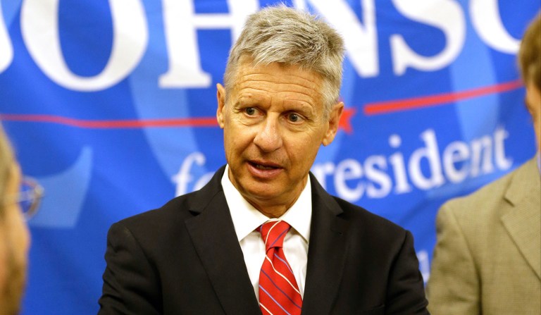 According to recent polls, his candidacy is actually drawing more support away from Democratic front-runner Hillary Clinton than presumptive GOP nominee Donald Trump, Libertarian presidential candidate Gary Johnson said. (AP Photo/John Raoux)