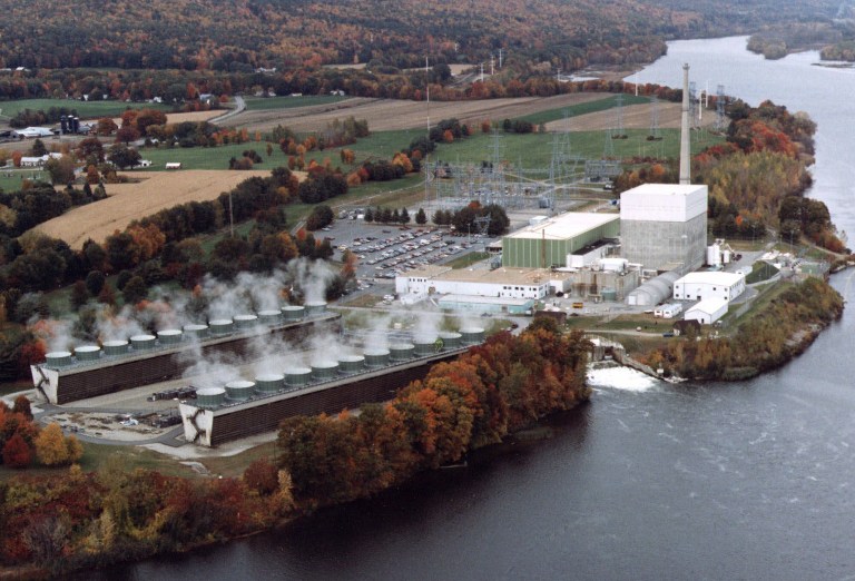 FILE - This is an undated file photo showing an aerial view of the Vermont Yankee nuclear power plant in Vernon, Vt. (AP Photo/Vermont Yankee Corporation, File)