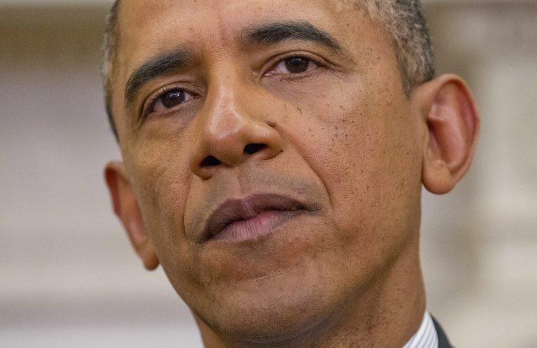 President Obama listens during a meeting with Ukrainian Prime Minister Arseniy Yatsenyuk in the Oval Office of the White House in Washington on Wednesday. (AP Photo/Pablo Martinez Monsivais)