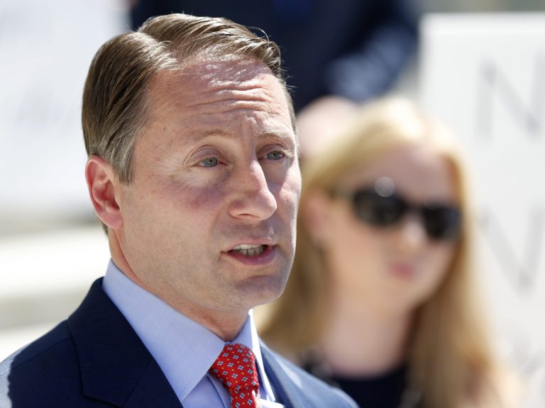 Republican candidate for governor Rob Astorino speaks during a news conference on Monday, June 16, 2014, in Albany, N.Y. A poll of New York voters shows Democratic Gov. Andrew Cuomo leading the little-known Astorino by a large margin in the race for governor. (AP Photo/Mike Groll)