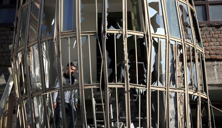 The scene of a suicide attack on a Shiite cultural center in Kabul, Afghanistan. 