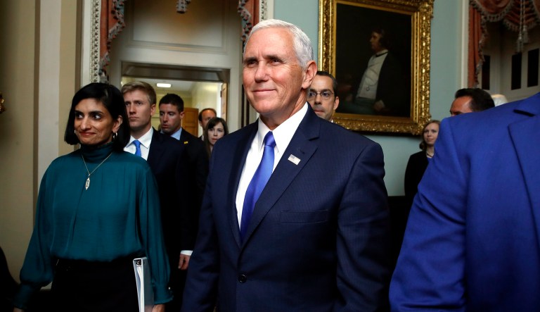Vice President Mike Pence called in to local radio stations in Alaska to talk up the latest Republican effort to overhaul Obamacare. (AP Photo/Jacquelyn Martin)