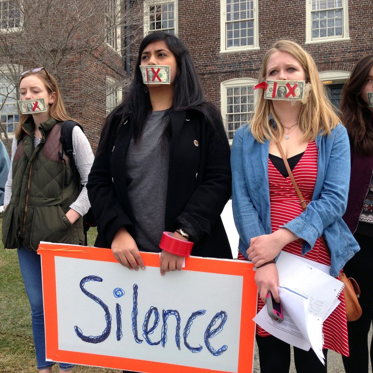 Students organized a march to protest how a college handled recent sexual assault allegations. (AP Photo/Amy Anthony)