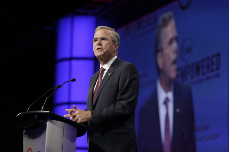 Republican presidential candidate Jeb Bush speaks to the National Urban League, Friday, July 31, 2015, in Fort Lauderdale, Fla. (AP Photo/Wilfredo Lee)