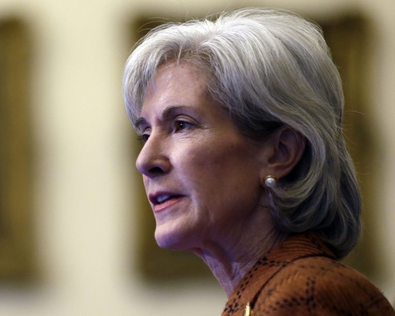 FILE - In this Feb. 20, 2013 file photo, Human Services Secretary Kathleen Sebelius speaks in Philadelphia. President Barack Obama's budget next week will steer clear of major cuts to Medicaid, including tens of billions the administration proposed only last year. The White House is holding harmless the federal-state health care program for low-income people while wooing financially skittish states to expand Medicaid coverage to millions now uninsured. (AP Photo/Matt Rourke, File)