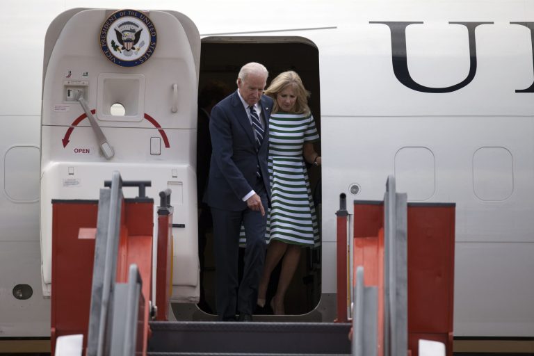 Biden will be out of the country in Kyiv, Ukraine and Davos, Switzerland from Sunday to Wednesday. (AP Photo/Luis Soto)